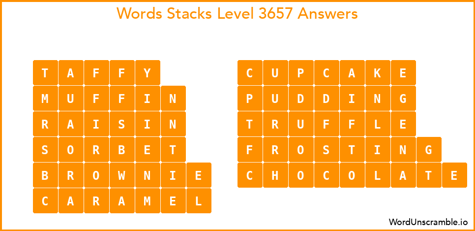 Word Stacks Level 3657 Answers
