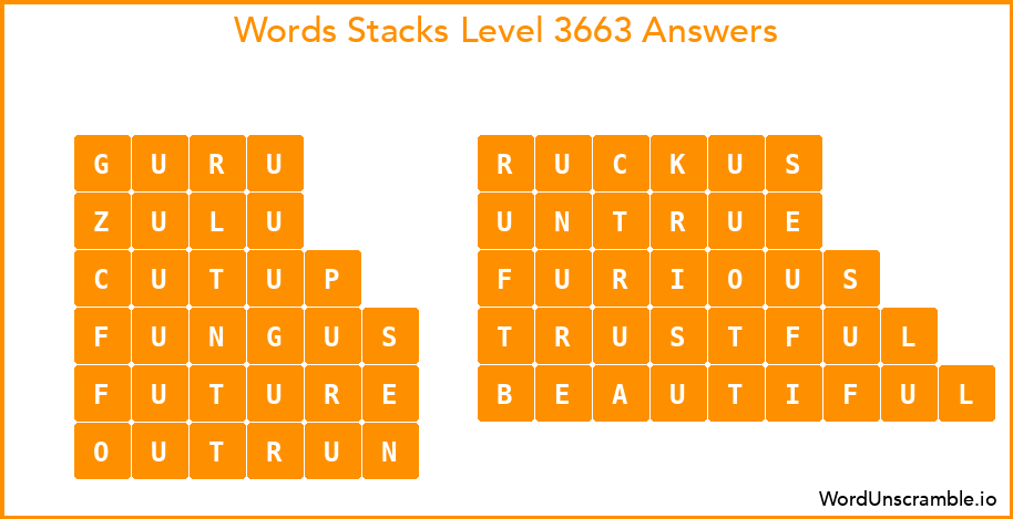 Word Stacks Level 3663 Answers