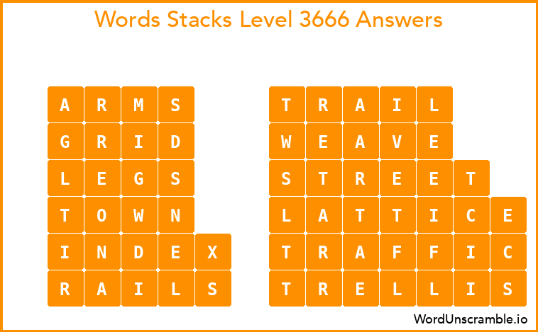 Word Stacks Level 3666 Answers