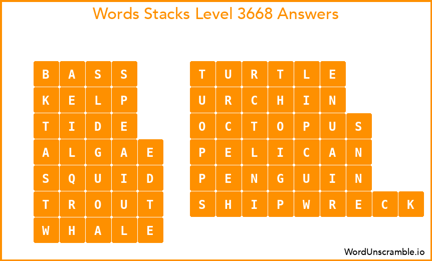 Word Stacks Level 3668 Answers