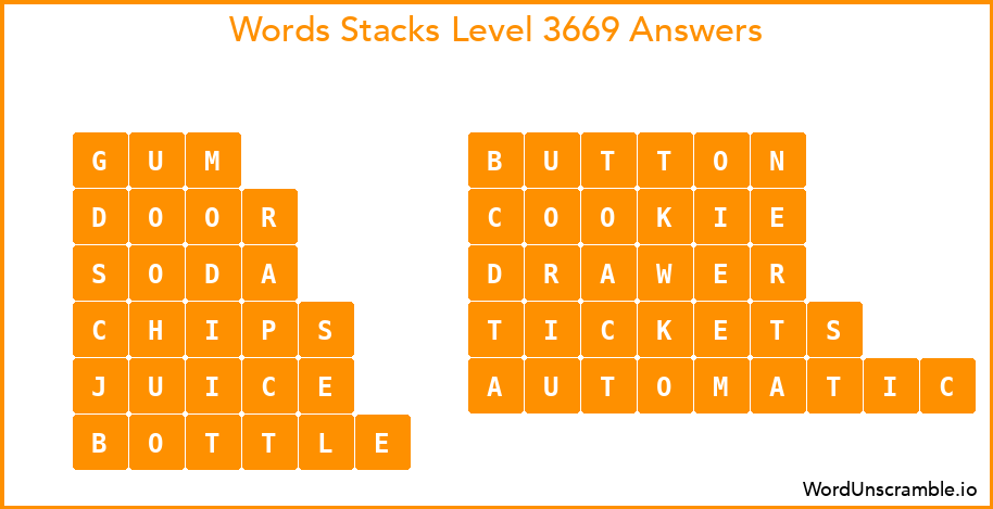 Word Stacks Level 3669 Answers