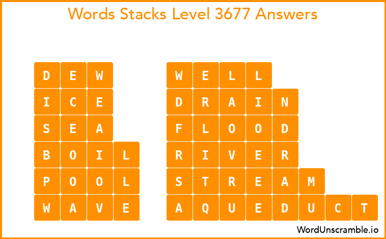 Word Stacks Level 3677 Answers