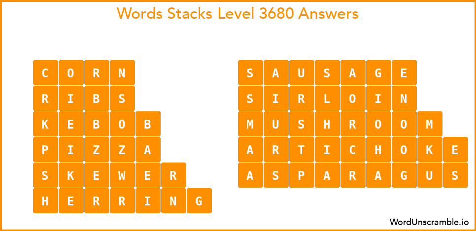 Word Stacks Level 3680 Answers