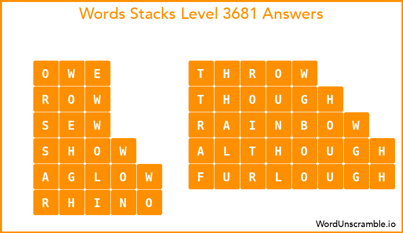 Word Stacks Level 3681 Answers