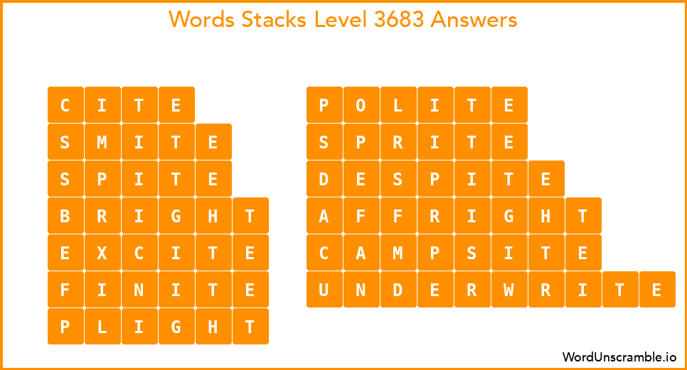 Word Stacks Level 3683 Answers
