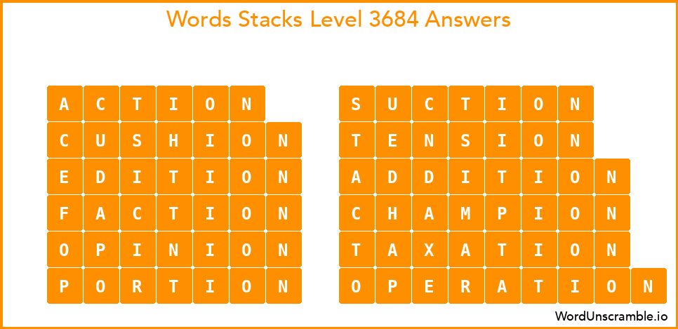 Word Stacks Level 3684 Answers