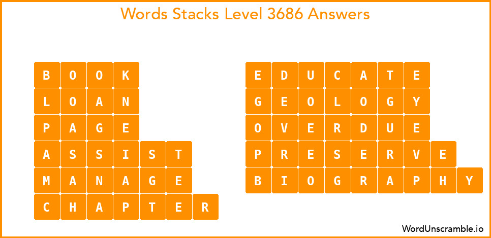 Word Stacks Level 3686 Answers