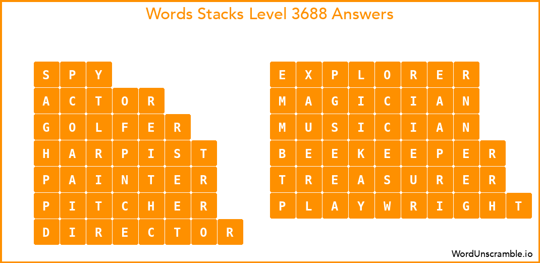 Word Stacks Level 3688 Answers
