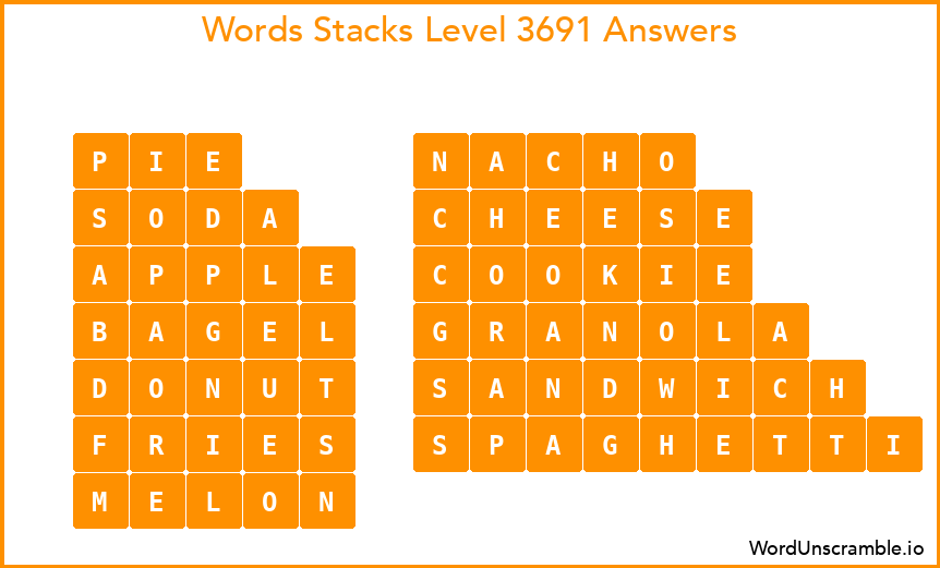 Word Stacks Level 3691 Answers