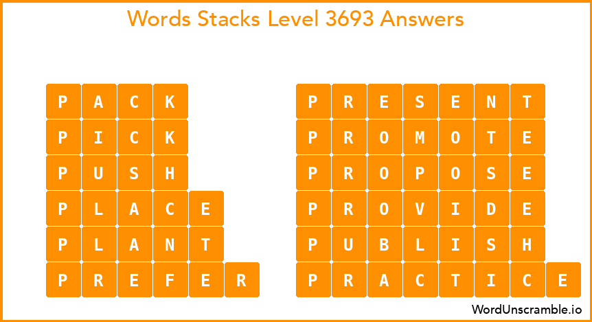 Word Stacks Level 3693 Answers