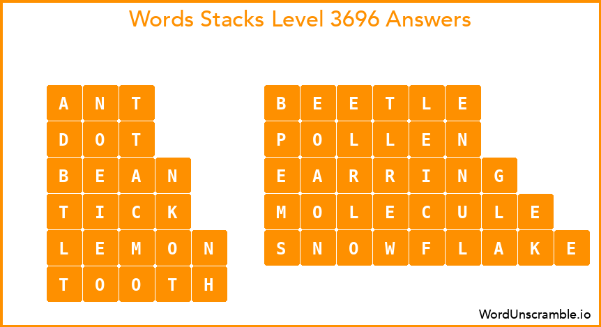 Word Stacks Level 3696 Answers