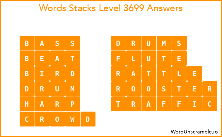 Word Stacks Level 3699 Answers
