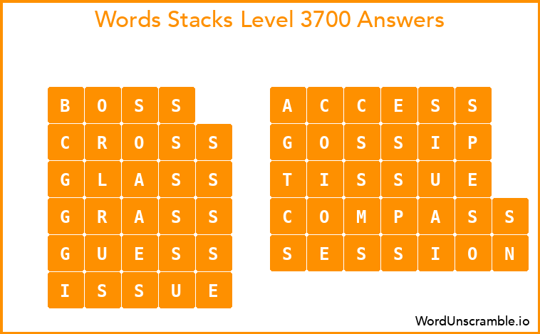 Word Stacks Level 3700 Answers