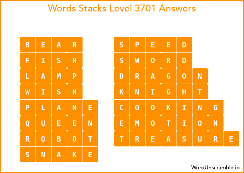 Word Stacks Level 3701 Answers