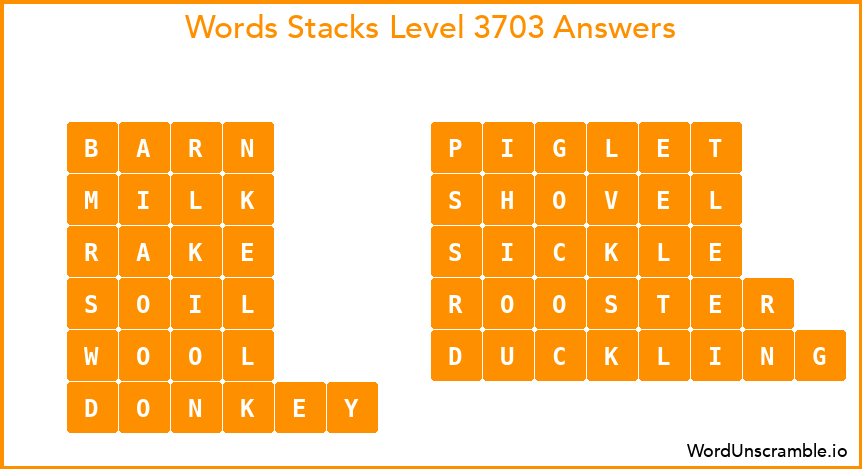Word Stacks Level 3703 Answers