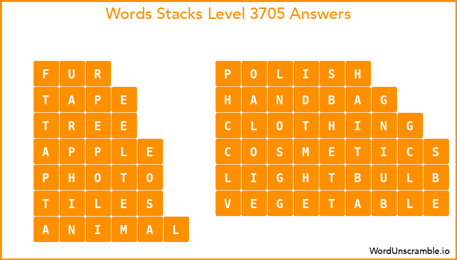 Word Stacks Level 3705 Answers