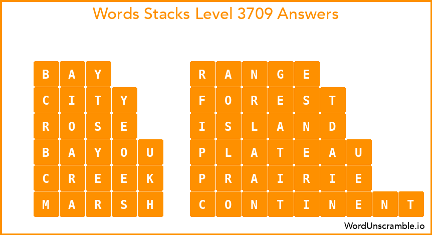 Word Stacks Level 3709 Answers