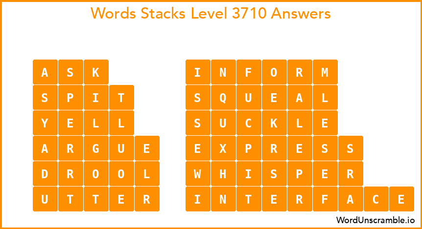 Word Stacks Level 3710 Answers
