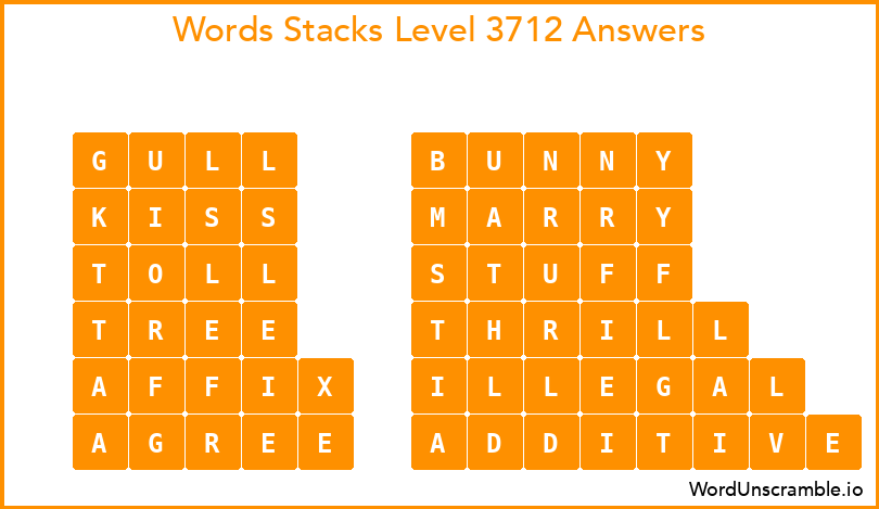 Word Stacks Level 3712 Answers