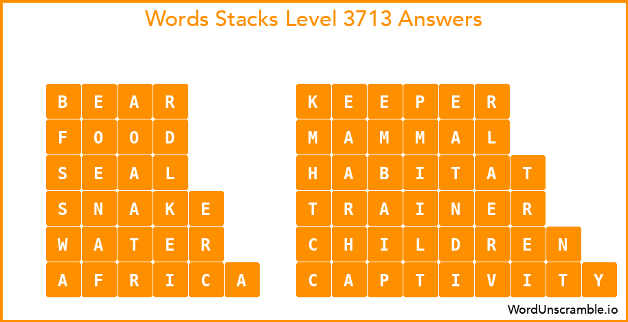 Word Stacks Level 3713 Answers