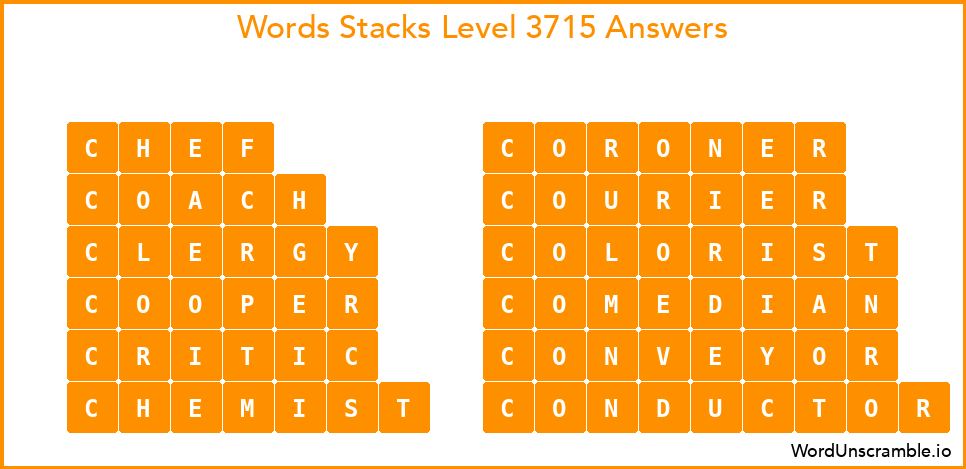 Word Stacks Level 3715 Answers