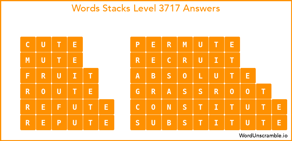 Word Stacks Level 3717 Answers