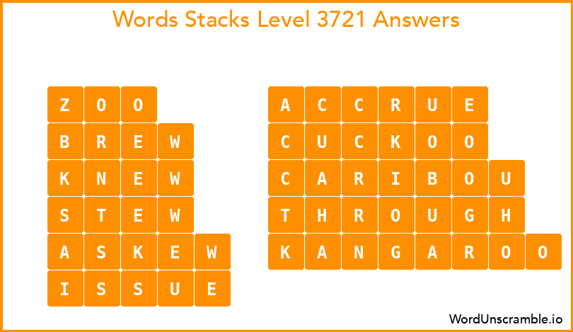 Word Stacks Level 3721 Answers