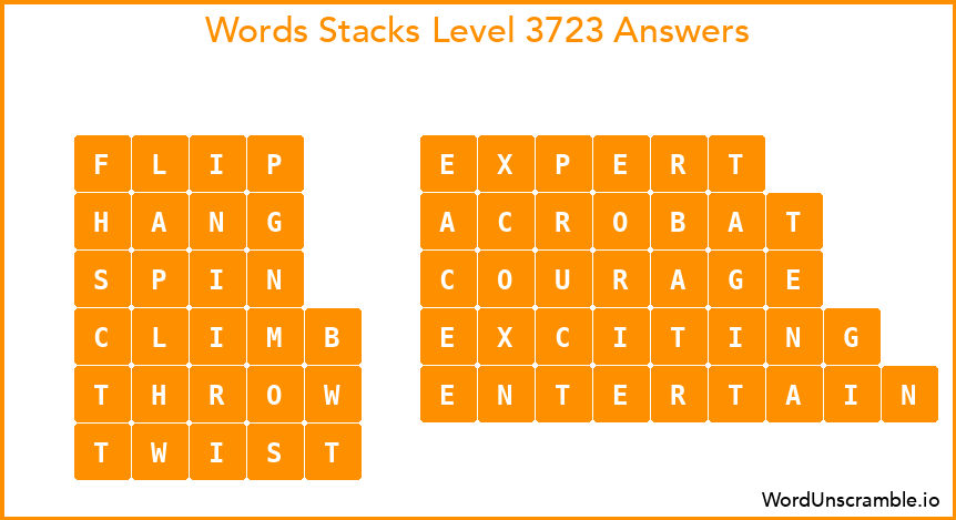 Word Stacks Level 3723 Answers
