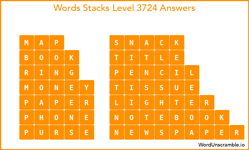 Word Stacks Level 3724 Answers