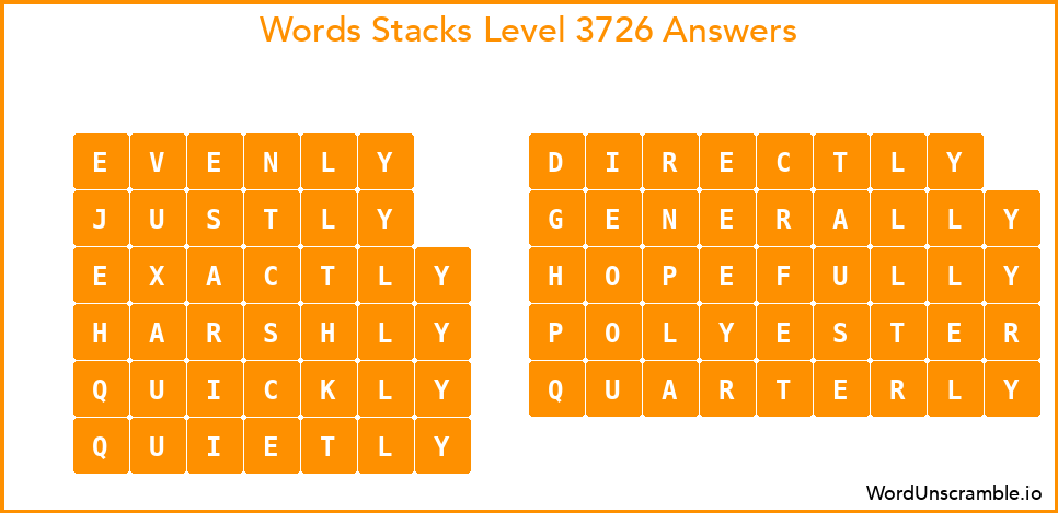 Word Stacks Level 3726 Answers