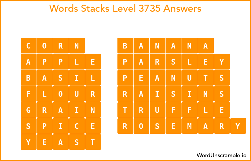 Word Stacks Level 3735 Answers