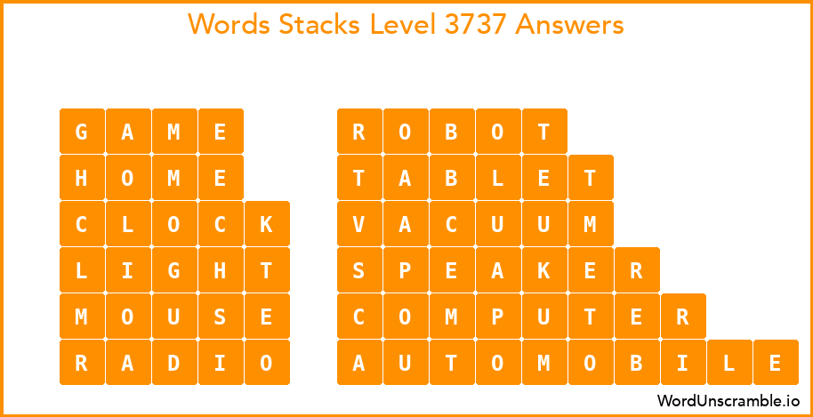 Word Stacks Level 3737 Answers