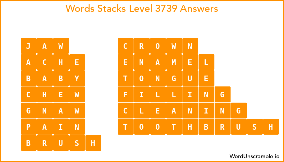 Word Stacks Level 3739 Answers