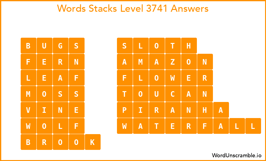 Word Stacks Level 3741 Answers