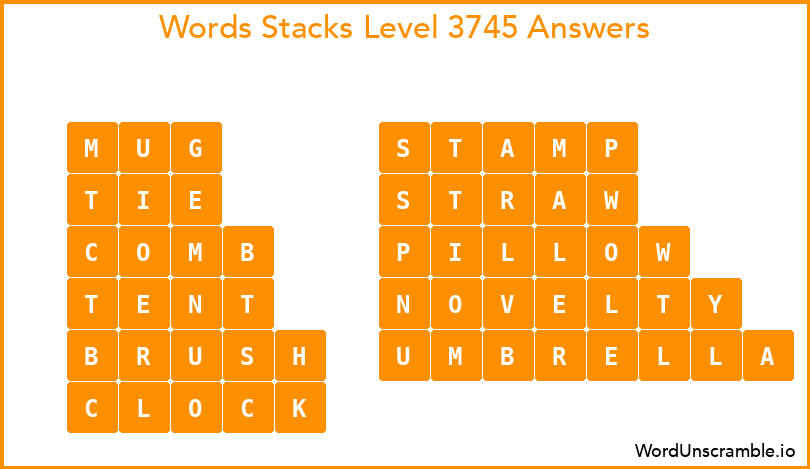 Word Stacks Level 3745 Answers