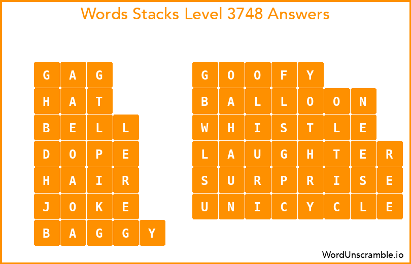 Word Stacks Level 3748 Answers
