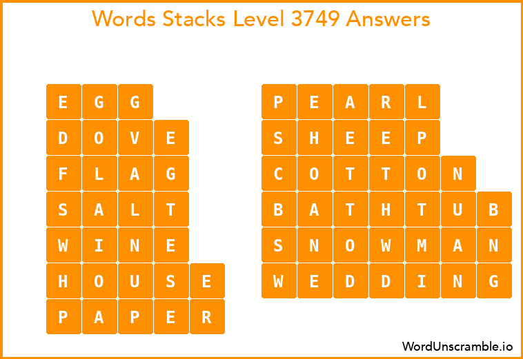 Word Stacks Level 3749 Answers