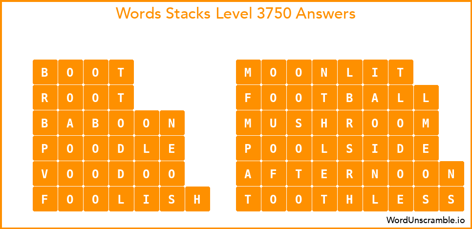 Word Stacks Level 3750 Answers