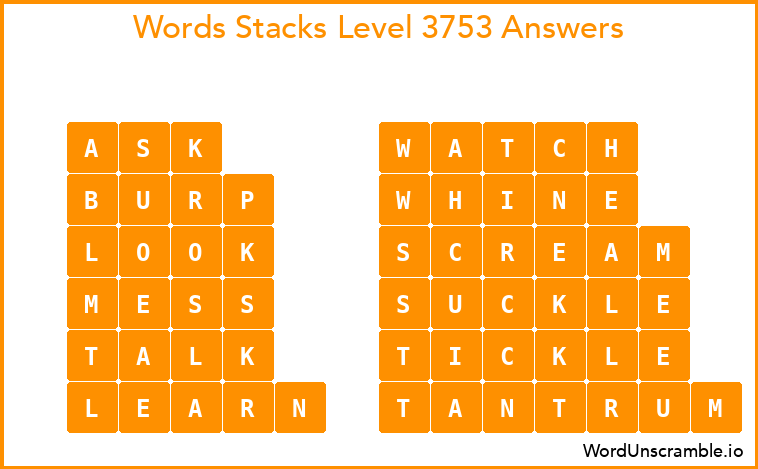 Word Stacks Level 3753 Answers