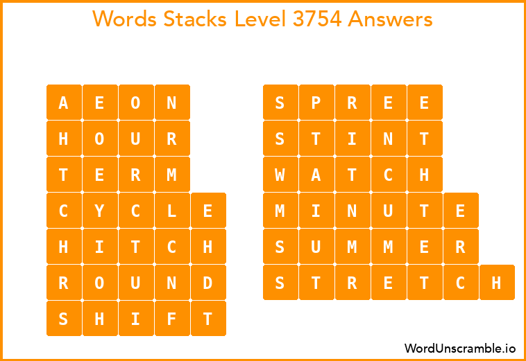 Word Stacks Level 3754 Answers