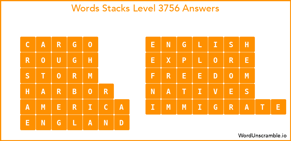 Word Stacks Level 3756 Answers