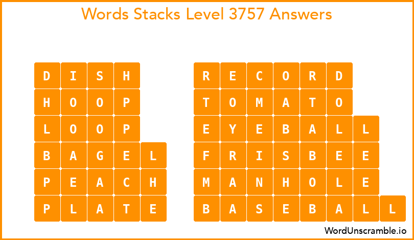 Word Stacks Level 3757 Answers