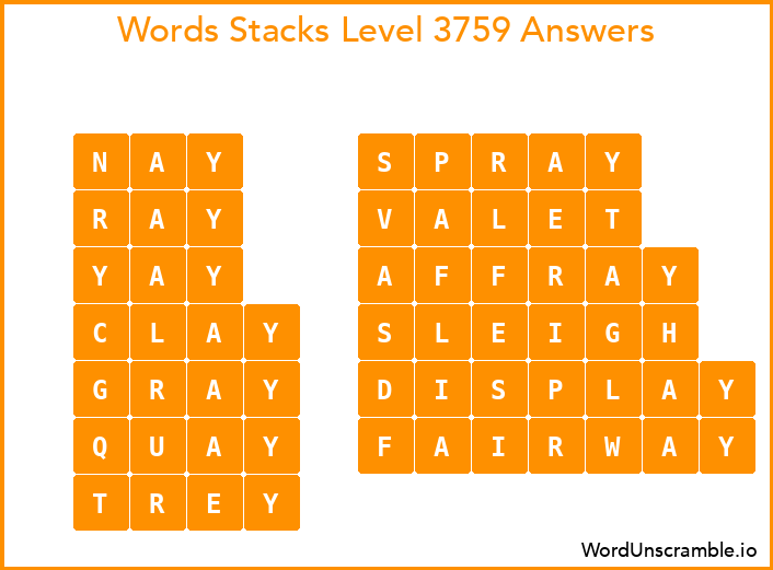 Word Stacks Level 3759 Answers