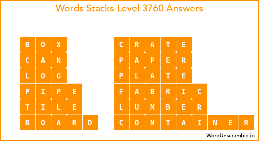 Word Stacks Level 3760 Answers