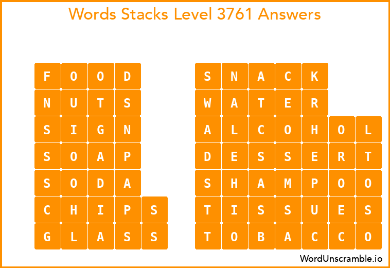 Word Stacks Level 3761 Answers