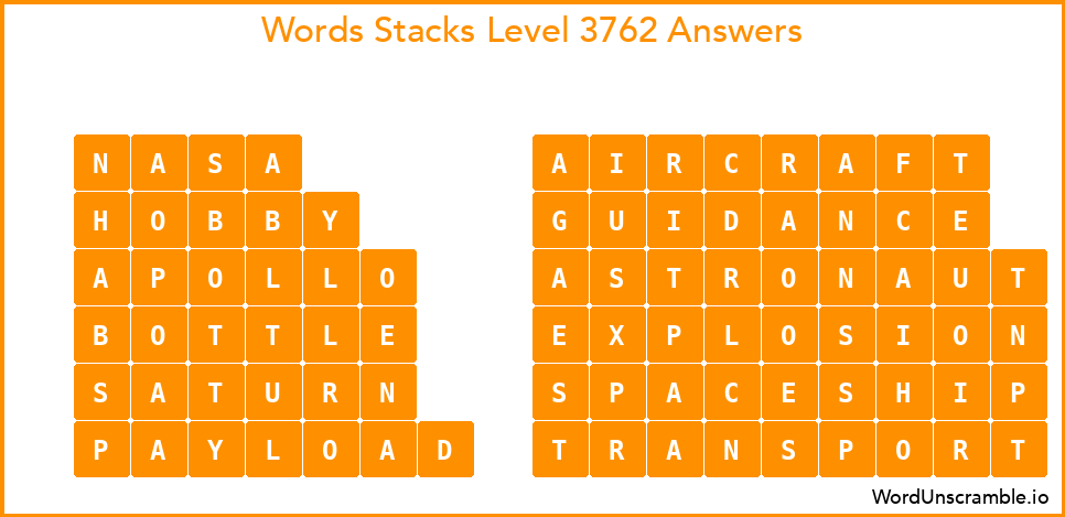Word Stacks Level 3762 Answers