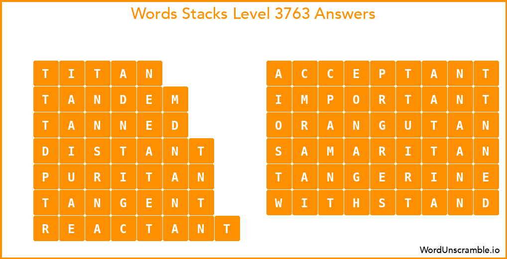 Word Stacks Level 3763 Answers