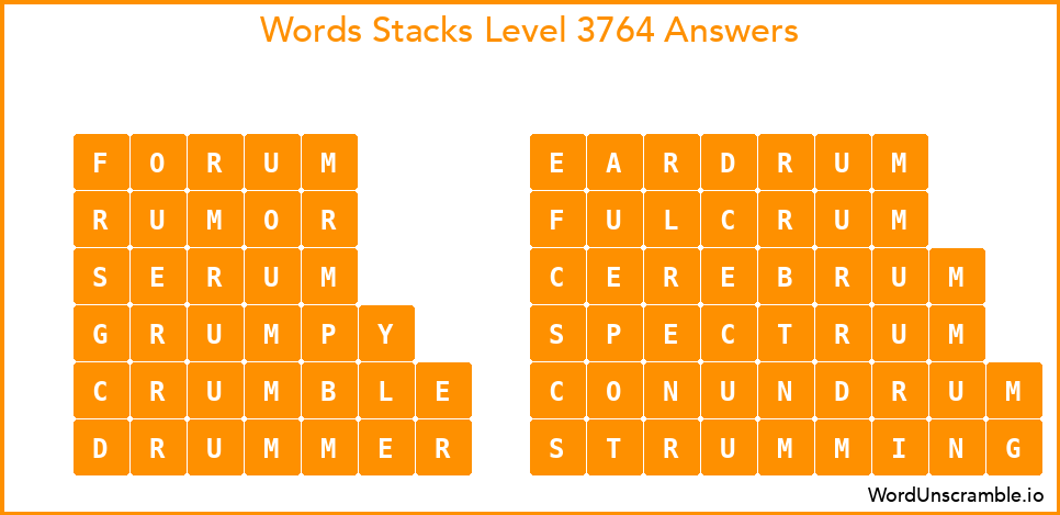 Word Stacks Level 3764 Answers