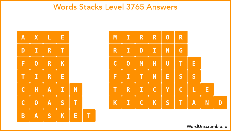 Word Stacks Level 3765 Answers