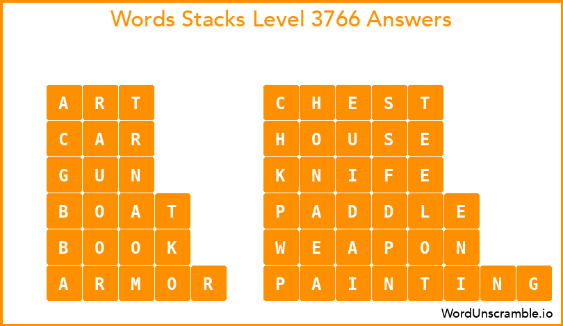 Word Stacks Level 3766 Answers
